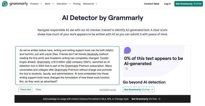 What 0 % AI detection prompt is in grammarly